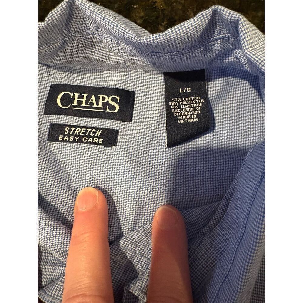 Chaps Men's L Blue  Stretch Button-Up Shirt Long Sleeve Casual - Picture 6 of 8
